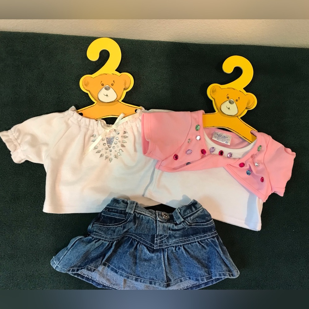 Build-A-Bear Denim Skirt and 2 Tops